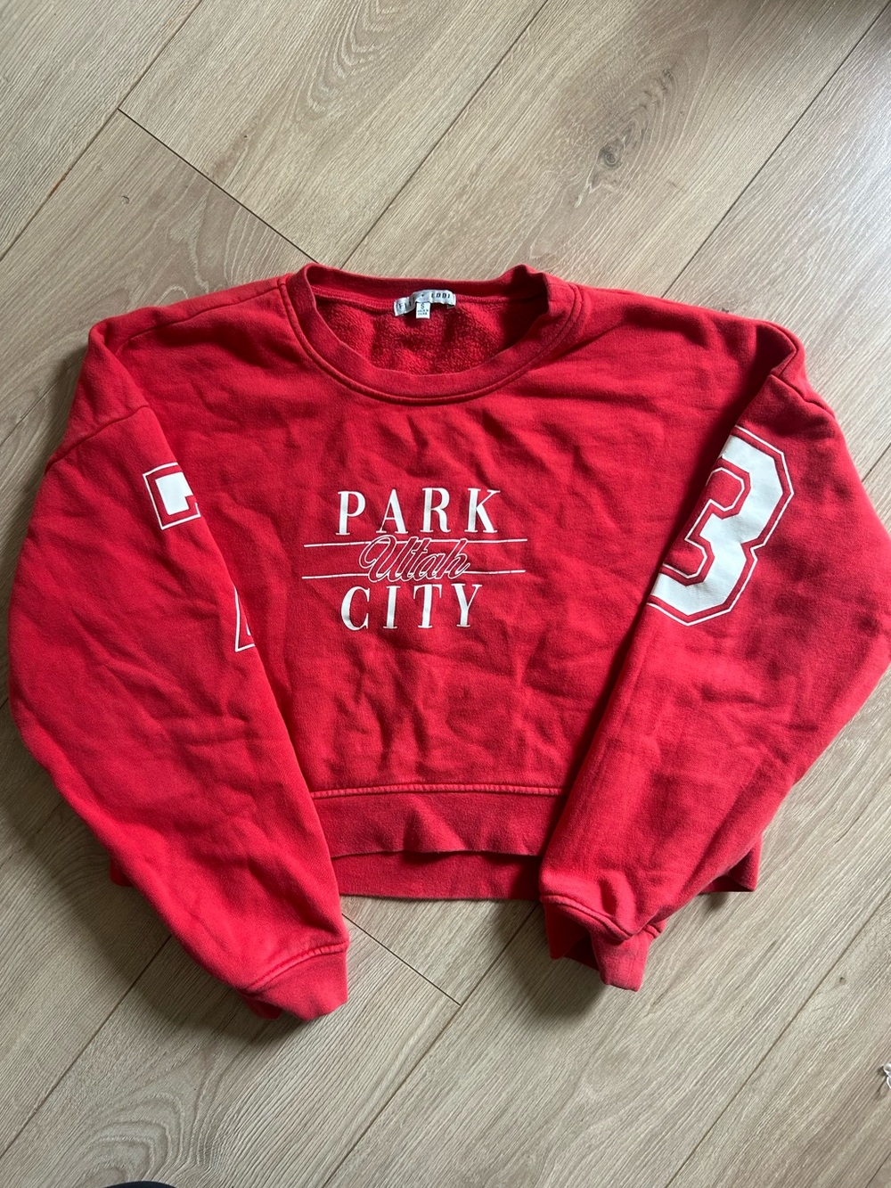 Red Park City Cropped Crewneck Sweatshirt